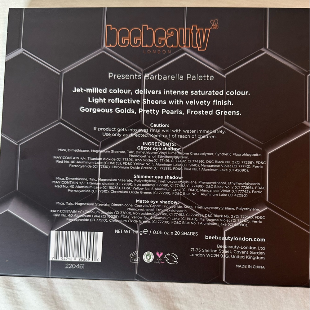 Bee Beauty London “Barbarella” New and Unused Eyeshadow Palette - Picture 4 of 4